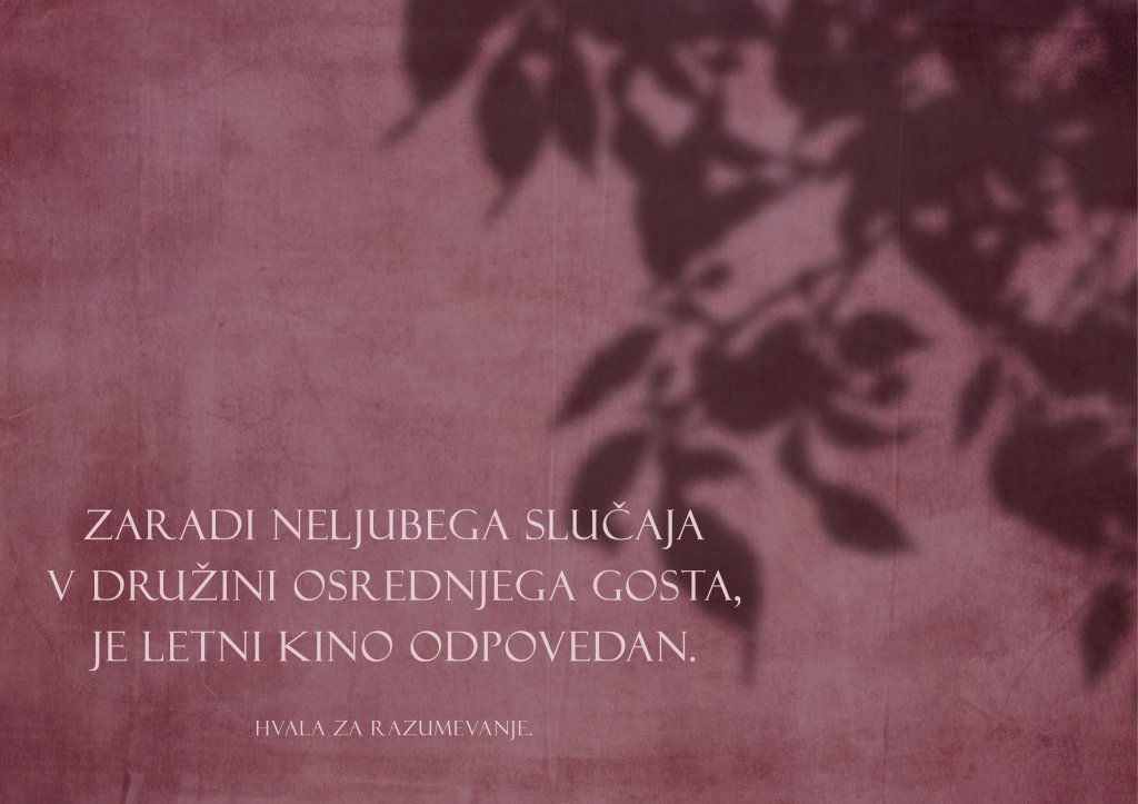 Zaradi tragičnega dogodka odpovedan letni kino